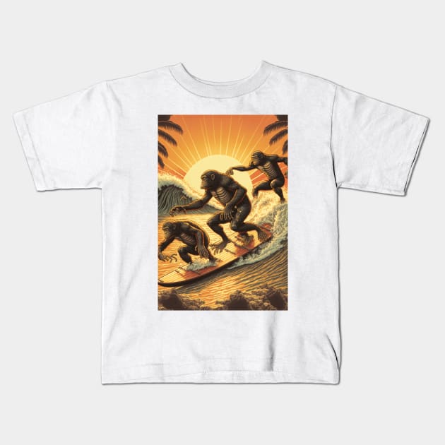 Surf Chimps Kids T-Shirt by The House of Hurb